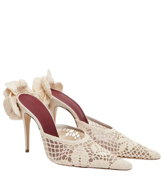 Crochet and leather mules