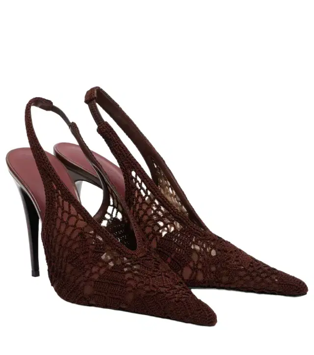 Magda Butrym Crochet-trimmed leather slingback pumps