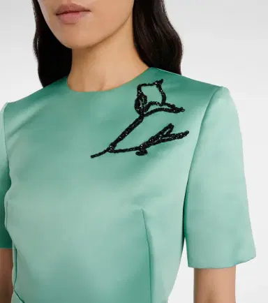 Erdem Floral belted duchesse satin midi dress | Thumbnail 5 Erdem Floral belted duchesse satin midi dress | Thumbnail 5