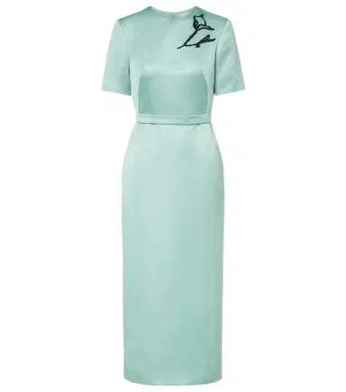 Erdem Floral belted duchesse satin midi dress | Thumbnail 1 Erdem Floral belted duchesse satin midi dress | Thumbnail 1