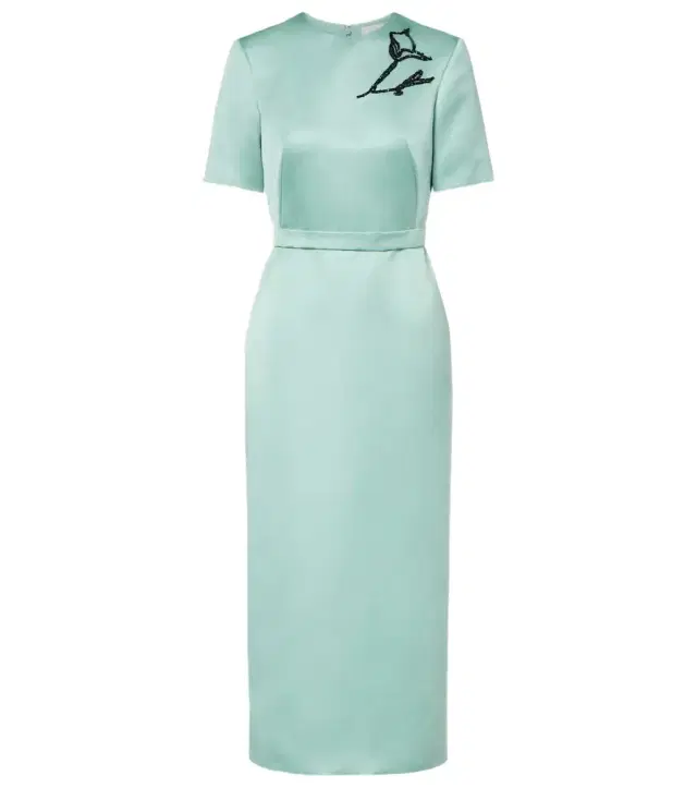 Erdem Floral belted duchesse satin midi dress