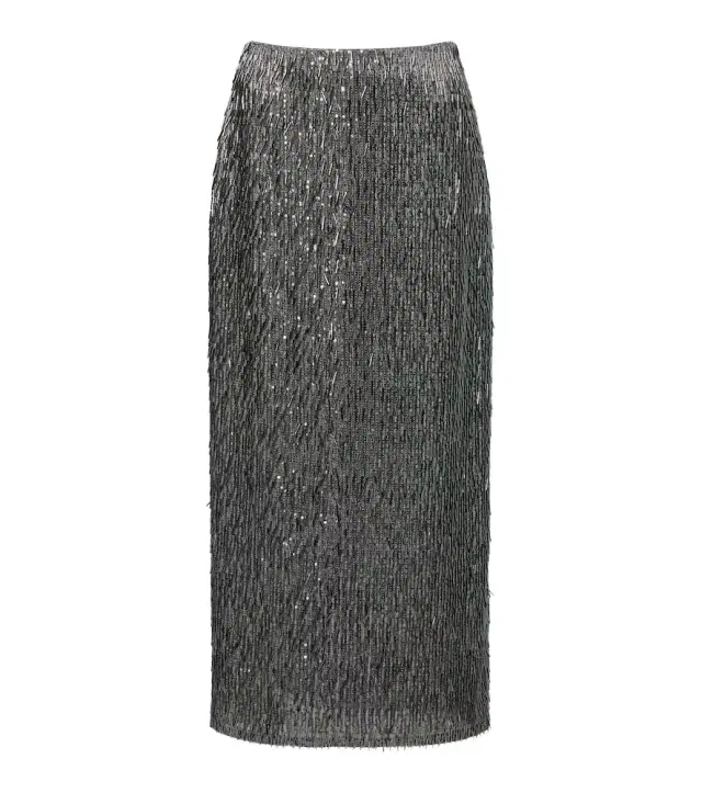 Sequined high-rise pencil skirt