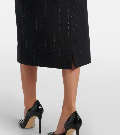 Erdem Pinstripe wool lamé midi dress | Thumbnail 3 Erdem Pinstripe wool lamé midi dress | Thumbnail 3