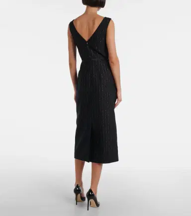 Erdem Pinstripe wool lamé midi dress | Thumbnail 4 Erdem Pinstripe wool lamé midi dress | Thumbnail 4