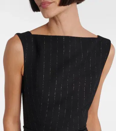 Erdem Pinstripe wool lamé midi dress | Thumbnail 5 Erdem Pinstripe wool lamé midi dress | Thumbnail 5