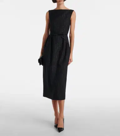 Erdem Pinstripe wool lamé midi dress | Thumbnail 6 Erdem Pinstripe wool lamé midi dress | Thumbnail 6