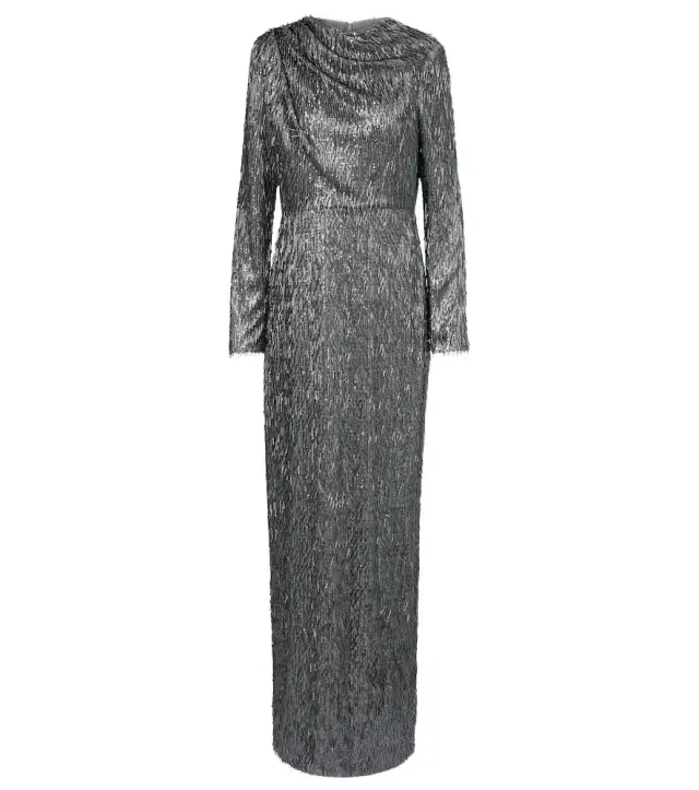 Sequined draped maxi dress