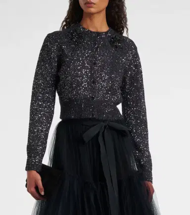 Erdem Embellished cropped alpaca-blend cardigan | Thumbnail 2