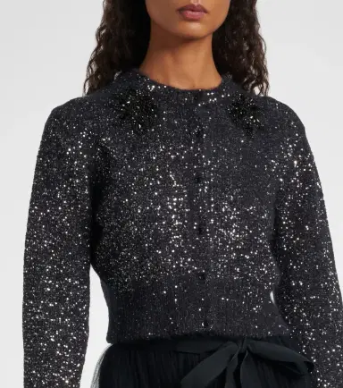 Erdem Embellished cropped alpaca-blend cardigan | Thumbnail 4