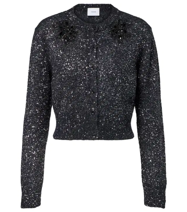 Embellished cropped alpaca-blend cardigan