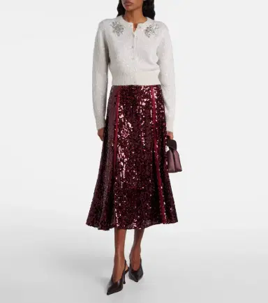 Erdem Sequined georgette midi skirt | Thumbnail 3 Erdem Sequined georgette midi skirt | Thumbnail 3