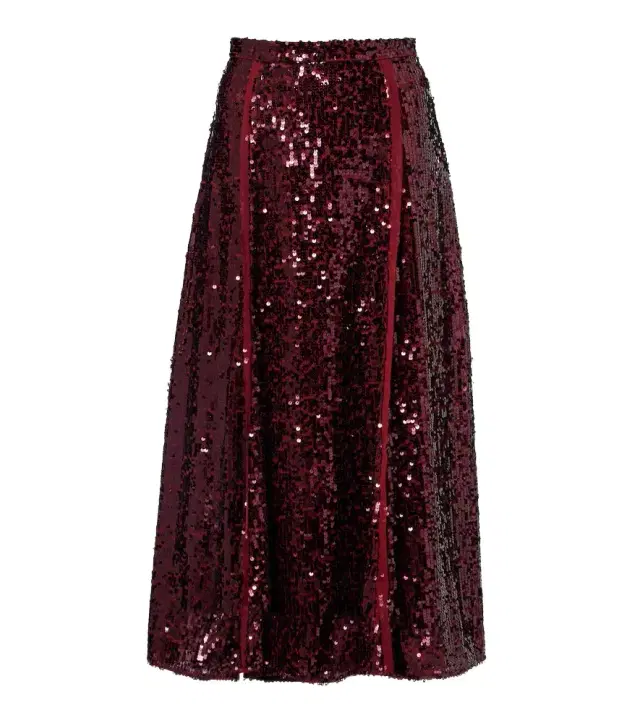 Sequined georgette midi skirt