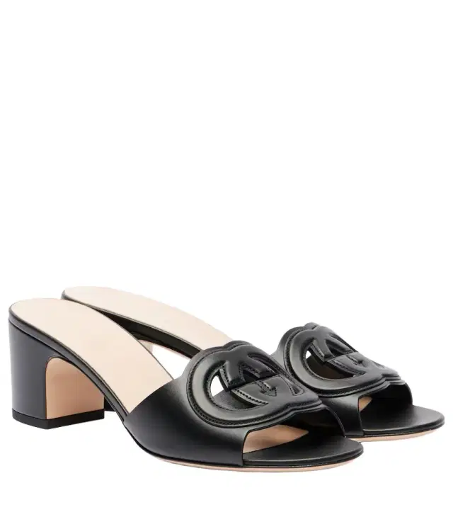 Interlocking G leather mules