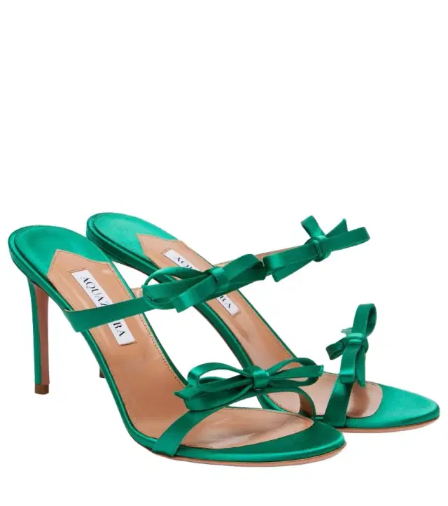 Aquazzura Soave 85 bow-detail satin mules