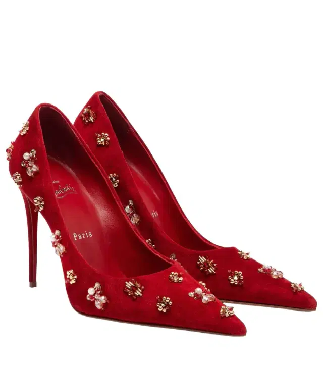Christian Louboutin Mix Kate 100 embellished suede pumps