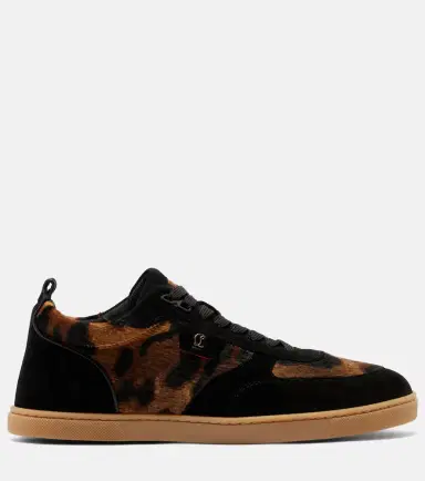Christian Louboutin Suede-trimmed calf hair sneakers | Thumbnail 4 Christian Louboutin Suede-trimmed calf hair sneakers | Thumbnail 4
