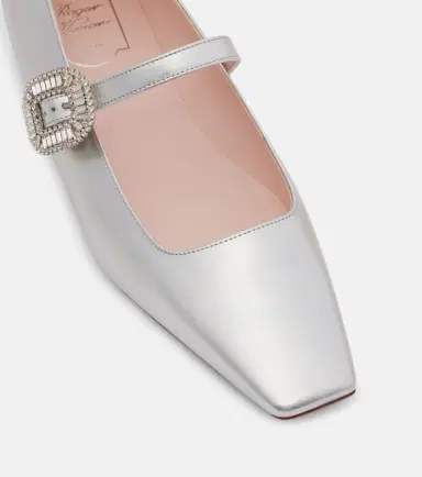 Roger Vivier Belle Vivier 25 metallic leather ballet flats | Thumbnail 3