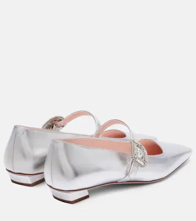 Roger Vivier Belle Vivier 25 metallic leather ballet flats | Thumbnail 4