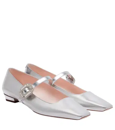 Roger Vivier Belle Vivier 25 metallic leather ballet flats | Thumbnail 1