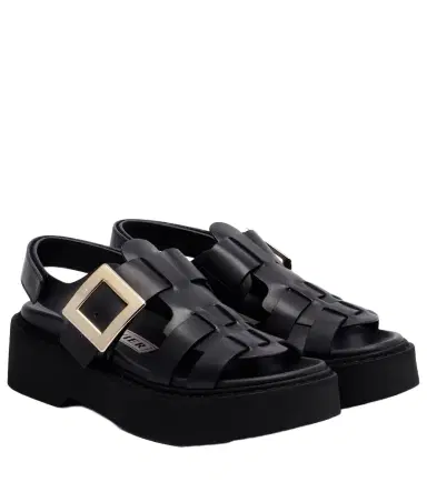 Roger Vivier Viv' Rangers leather platform sandals | Thumbnail 1 Roger Vivier Viv' Rangers leather platform sandals | Thumbnail 1