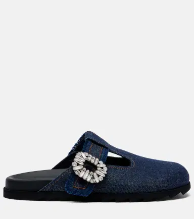 Roger Vivier Slidy Viv' embellished denim mules | Thumbnail 2