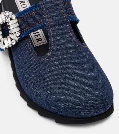 Roger Vivier Slidy Viv' embellished denim mules | Thumbnail 3