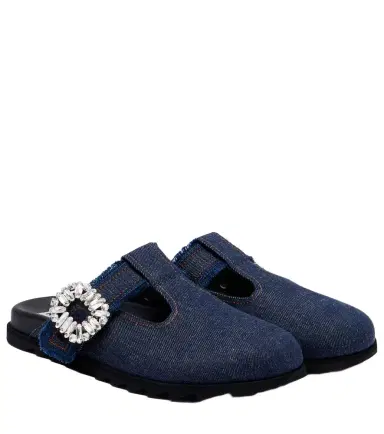 Roger Vivier Slidy Viv' embellished denim mules | Thumbnail 1