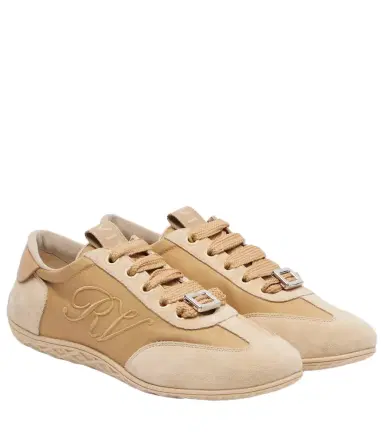 Roger Vivier Viv Low leather-trimmed satin sneakers | Thumbnail 1 Roger Vivier Viv Low leather-trimmed satin sneakers | Thumbnail 1