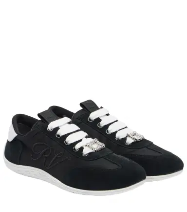 Roger Vivier Viv Low suede-trimmed satin sneakers | Thumbnail 1 Roger Vivier Viv Low suede-trimmed satin sneakers | Thumbnail 1