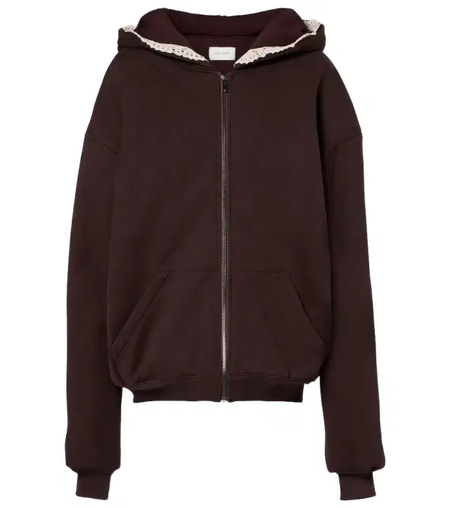 Magda Butrym Crochet-trimmed cotton zip-up hoodie