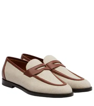 Loro Piana Sergio leather-trimmed penny loafers | Thumbnail 1 Loro Piana Sergio leather-trimmed penny loafers | Thumbnail 1
