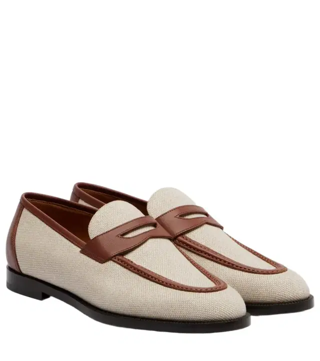 Loro Piana Sergio leather-trimmed penny loafers