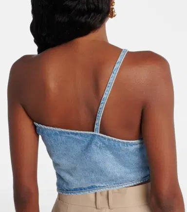 Magda Butrym Draped one-shoulder denim top | Thumbnail 2