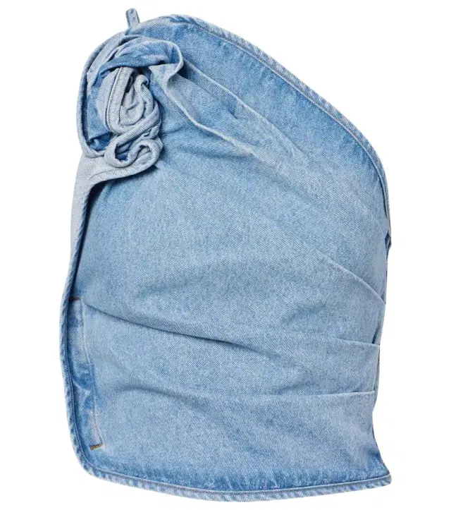 Magda Butrym Draped one-shoulder denim top