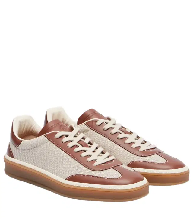 Loro Piana Tennis Walk leather-trimmed sneakers