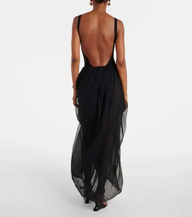 Magda Butrym Ruffled silk tulle maxi skirt | Thumbnail 5