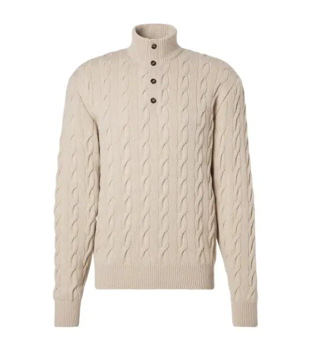 Cable-knit cashmere turtleneck sweater