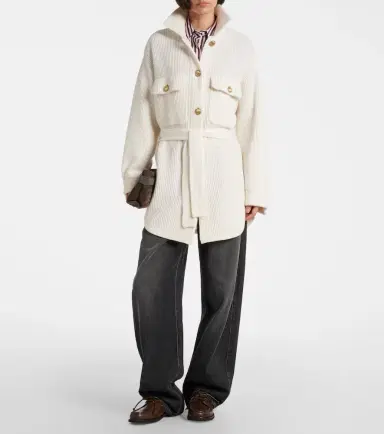 Brunello Cucinelli Belted wool, cashmere, and silk cardigan | Thumbnail 3