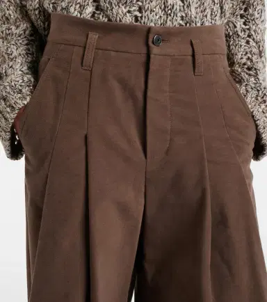 Brunello Cucinelli Pleated high-rise cotton wide-leg pants | Thumbnail 2