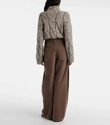 Brunello Cucinelli Pleated high-rise cotton wide-leg pants | Thumbnail 3
