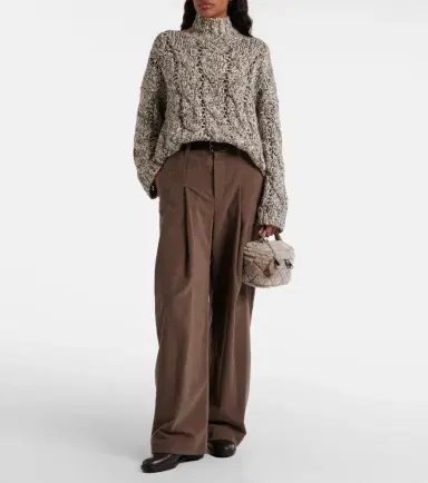 Brunello Cucinelli Pleated high-rise cotton wide-leg pants | Thumbnail 6