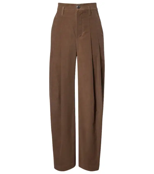 Brunello Cucinelli Pleated high-rise cotton wide-leg pants