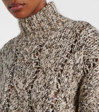 Brunello Cucinelli Cable-knit wool and cashmere turtleneck sweater | Thumbnail 3