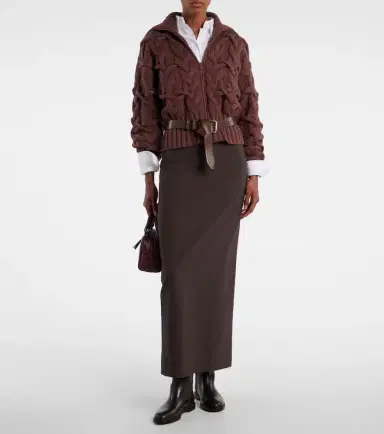 Brunello Cucinelli Cable-knit cashmere zip-up cardigan | Thumbnail 2