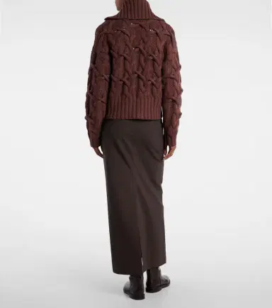 Brunello Cucinelli Cable-knit cashmere zip-up cardigan | Thumbnail 3