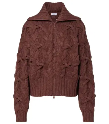 Brunello Cucinelli Cable-knit cashmere zip-up cardigan | Thumbnail 1