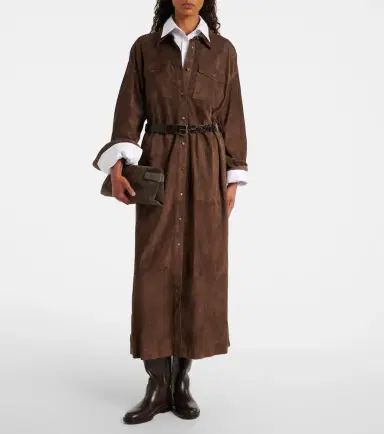 Brunello Cucinelli Monili belted suede shirt dress | Thumbnail 2