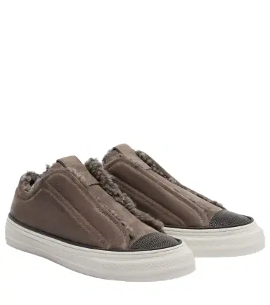 Brunello Cucinelli Monili suede slip-on shoes | Thumbnail 1 Brunello Cucinelli Monili suede slip-on shoes | Thumbnail 1