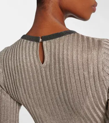 Brunello Cucinelli Monili ribbed-knit lamé maxi dress | Thumbnail 5