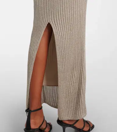 Brunello Cucinelli Monili ribbed-knit lamé maxi dress | Thumbnail 6